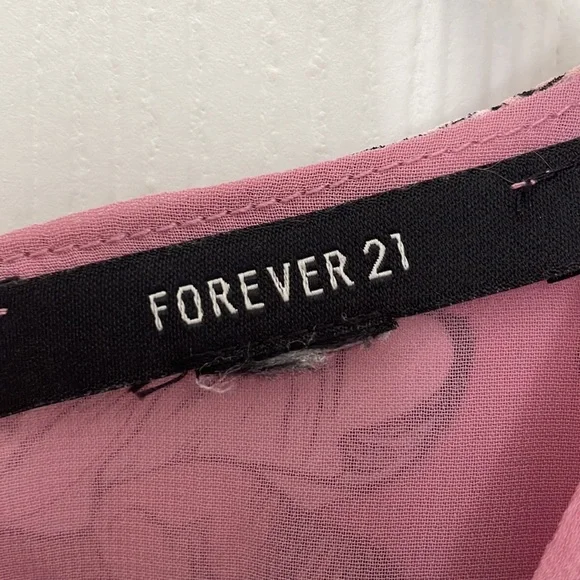 Forever 21 long sleeve pink floral boho mini dress medium - Picture 5 of 6